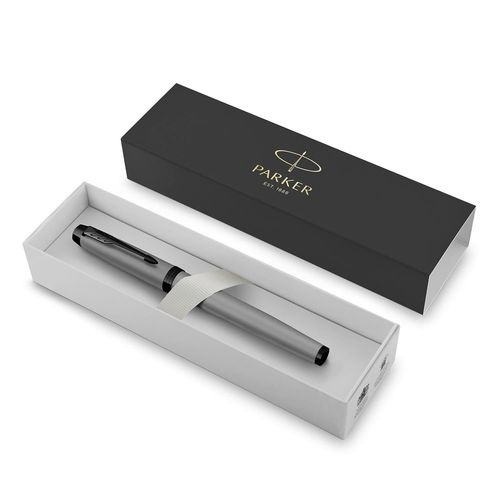 Parker Stylo Roller Im Chromatique Pointe Fine Acier Gris Mat - Noir