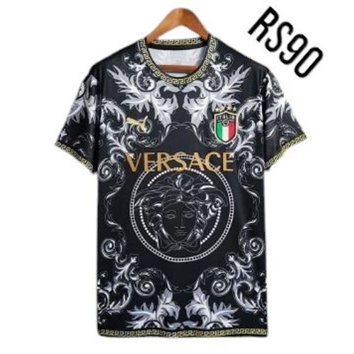 Maillot De Foot Italie Versace Pre Match Édition Spécial Noir Blanc (Expedition Sous 30 Jours) Produit Neuf Taille Xxl