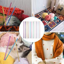 Lot De 11 Crochets Tunisiens Multicolores Afghans Pour Crochet, Tricot