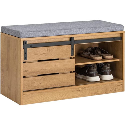 Sobuy Fsr120-N Meuble De Rangement À Chaussures Commode À Chaussures Meuble D'entrée Coffre Rangement Avec Porte De Grange Coulissante