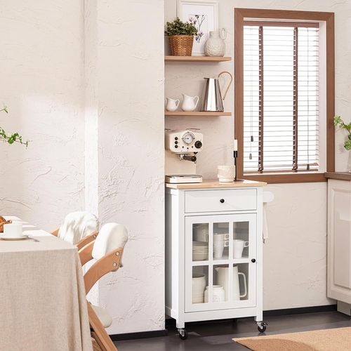 Sobuy Fkw98-Wn Chariot De Service Desserte De Cuisine À Roulettes Meuble De Rangement Pour Cuisine Et Salon Blanc