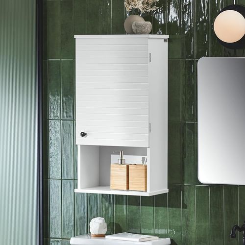 Sobuy Bzr25-W Meuble Haut Armoire Suspendue De Toilettes Placard Mural Avec Porte Pour Salle De Bain Armoire À Pharmacie Avec Étagères