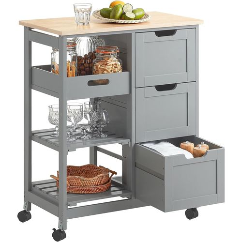 Sobuy Fkw79-Hg Chariot De Service Desserte De Cuisine À Roulettes Table Roulante Meuble De Rangement Pour Cuisine Et Salon
