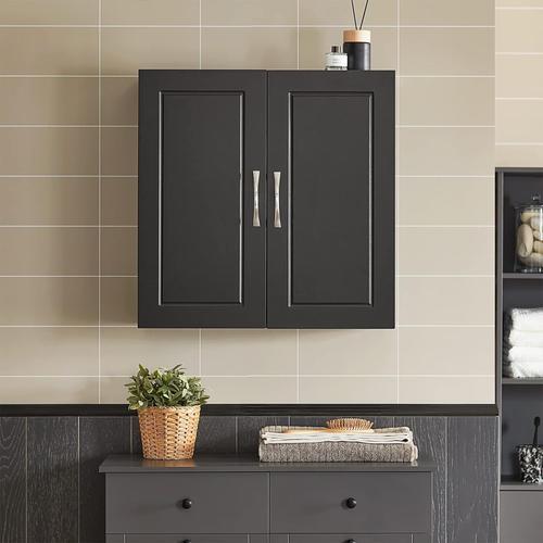 Sobuy Frg231-Sch Meuble Haut Armoire De Toilettes Salle De Bain Suspendue Placard Commode Murale 2 Portes Noir