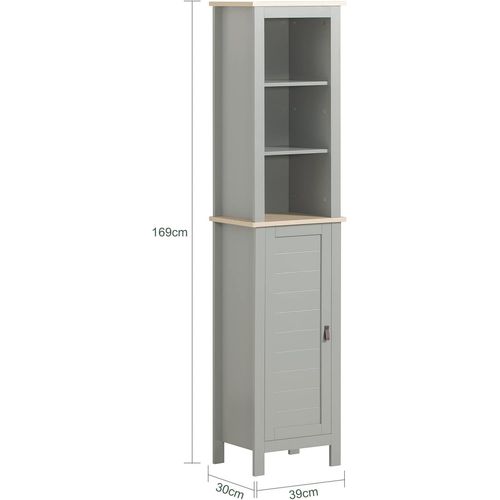 Sobuy Bzr68-Hg Meuble Colonne De Salle De Bain, Armoire Haute, Placard De Rangement, Étagère De Rangement, - L39cm X P30cm X H169cm, Gris