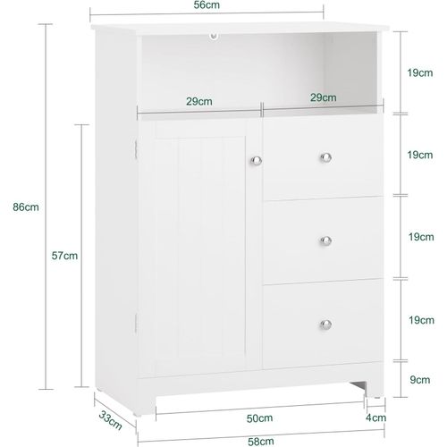 Sobuy Bzr107-W Meuble De Rangement Salle De Bain, Meuble Demi-Colonne, Armoire Toilettes Wc Avec 1 Niche, 1 Porte Et 3 Tiroirs, Blanc