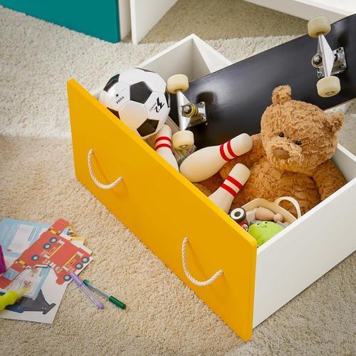 Sobuy Kmb73-W Coffre À Jouets, Meuble De Rangement À Roulettes, Boîte De Rangement Avec 1 Tiroir Pour Chambre Enfant Et Salle De Jeux, Blanc Jaune