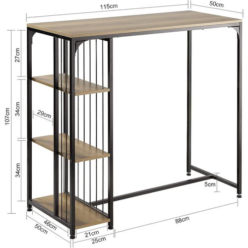 Sobuy Fwt84-Pf Table Haute De Bar Mange-Debout Table À Manger Table De Bistrot Avec 3 Étagères
