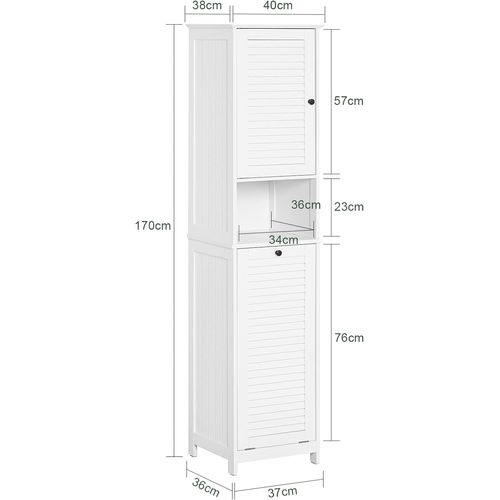 SoBuy BZR124-W Meuble Colonne de Salle de Bain, Toilette Haute, Meuble de Salle de Bain avec 1 Porte, 1 Tiroir et 1 Panier à Linge Amovible