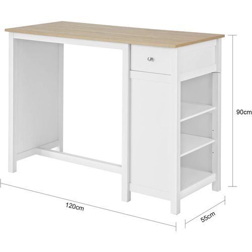 Sobuy Fwt64-Wn Table Haute De Bar Table De Cuisine Mange-Debout? Blanc Lxlxh 120x55x90cm
