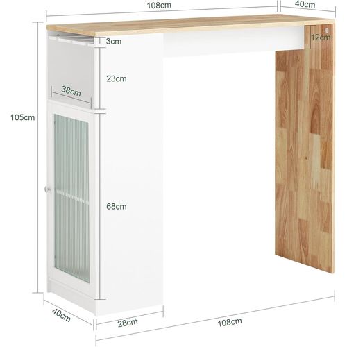 Sobuy Fwt99-Wn Table De Bar, Table Haute De Bar, Table De Cuisine, Table À Manger, Table Bistro, Mange-Debout Avec 1 Porte Et Porte-Verre