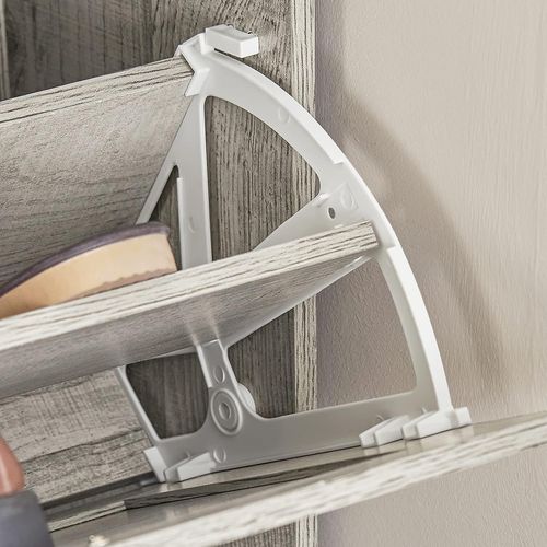 Sobuy Fsr137-Hg Armoire À Chaussures Meuble D'entrée, Meuble De Rangement À Chaussures Avec 2 Abattants ? 60x23x79 Cm, Gris, Effet Bois