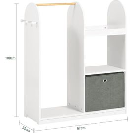 SoBuy KMB40-W Penderie, Garde-robe Enfants, Portant Vêtements Chambre Enfant, Porte-Manteau