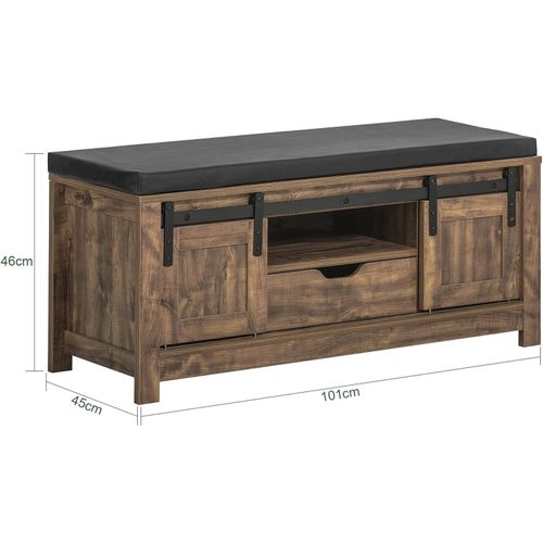 Sobuy Fsr118-N Meuble De Rangement À Chaussures Banc À Chaussure Meuble D'entrée Coffre Rangement Avec Porte De Grange Coulissante Et Tiroir