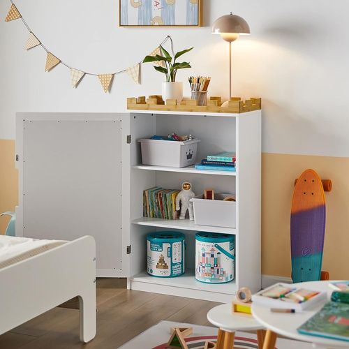 Sobuy Kmb43-W Commode Pour Enfants Étagère Pour Chambre D'enfant Avec Tableau Noir Bibliothèque Étagère À Jouets