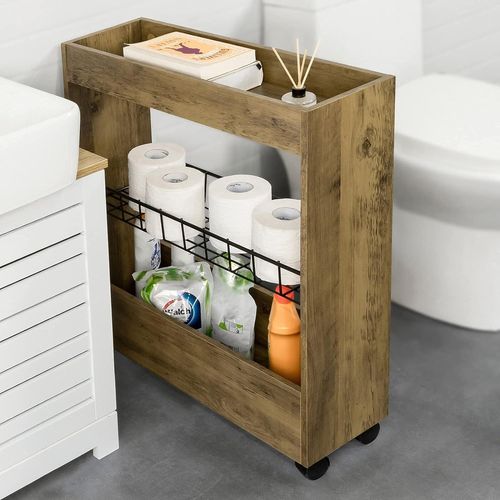 Sobuy Bzr46-N Chariot De Rangement Mobile Sur 3 Niveaux Étagère De Niche À Roulettes En Bois Et Métal