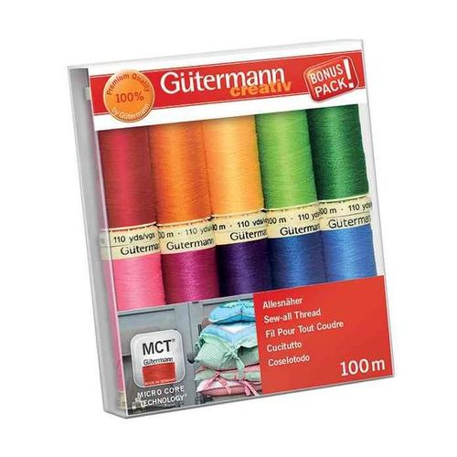 Gütermann Set De Fils À Coudre "Couleurs Vives", 10 Bobines