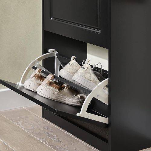 Sobuy Fsr94-Sch Meuble De Rangement À Chaussures Armoire À Chaussures Commode À Chaussures 3 Abattants Meuble D'entrée Coffre Rangement