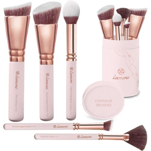 Ytseazn-Set Pinceaux Maquillage Teint Contouring Poudre Rouge-Kit Sculptant Pour Visage-Parfait Pour Le Mélange Liquide,Crème Cosmétique Sans Défaut-Top Qualité,Poils Denses,Synthétiques 