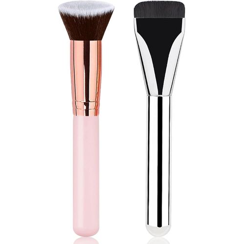 Ytseazn-Set Pinceaux Maquillages 2pièces Pinceau Fond De Teint & Pinceau Blush Correcteurpour Mélanger Liquide,Crème,Correcteur Premium Pinceau De Maquillage Professionnel Shs 