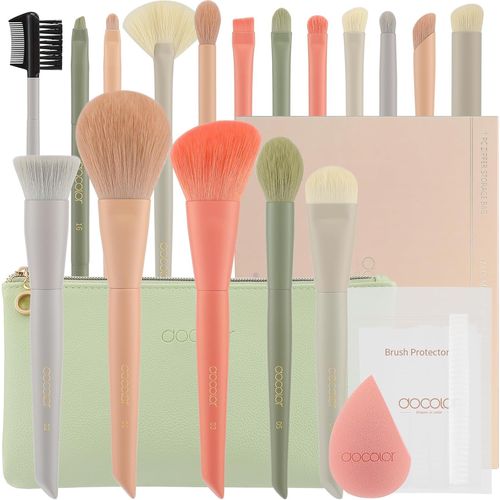 Ytseazn-Morandi Lot De 17 Pinceaux De Maquillage Avec Sac De Maquillage,Éponge De Maquillage Et Protection De Pinceau Professionnel Pour Le Visage,Fond De Teint,Blush,Fard À Paupières 