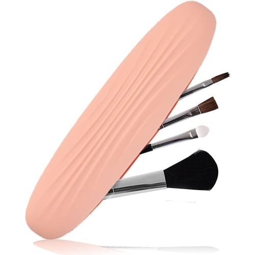 Ytseazn-Porte Pinceaux Maquillage Voyage,Cadeau Nounou Étui À Pinceau De Maquillage En Silicone,Sacs De Maquillage Portables Pour Pinceaux De Visage,Étui Voyage Pour Pinceaux Maquillage(Rose) 