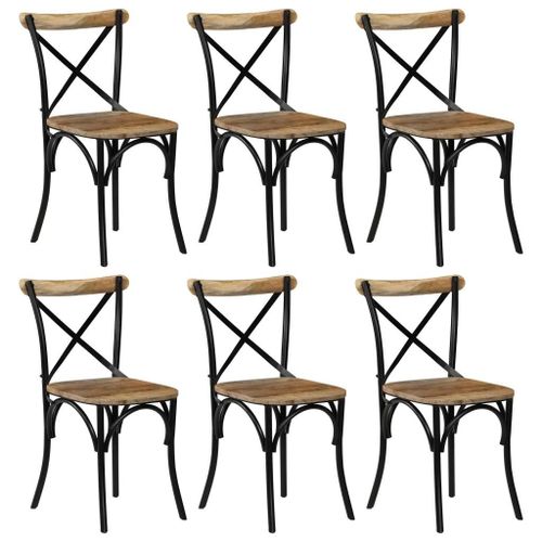 Chaises À Dossier Croisé Lot De 6 Noir Bois De Manguier Massif