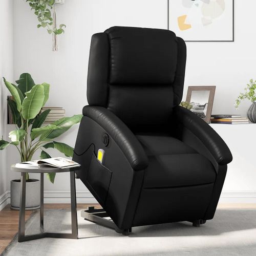 Fauteuil Inclinable De Massage Électrique Noir Similicuir