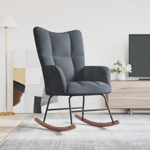 Chaise À Bascule Gris Foncé Velours