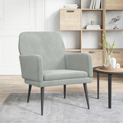 Fauteuil Gris Clair 62x79x79 Cm Velours