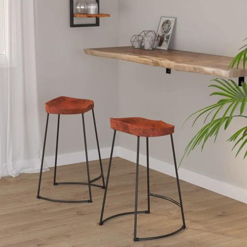 Tabourets De Bar Gavin Lot De 2 45x40x63cm Bois Massif Manguier