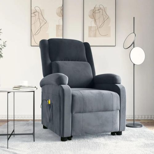 Fauteuil De Massage Gris Foncé Velours