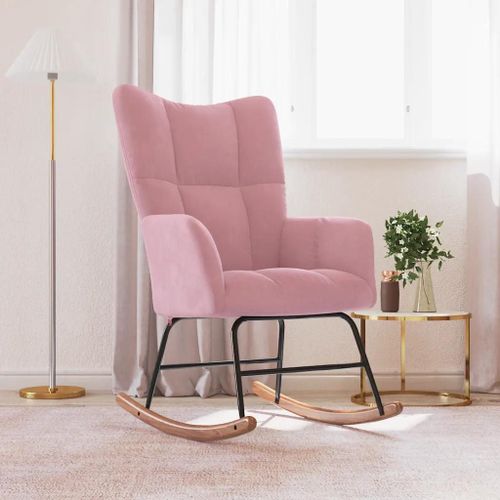 Chaise À Bascule Rose Velours
