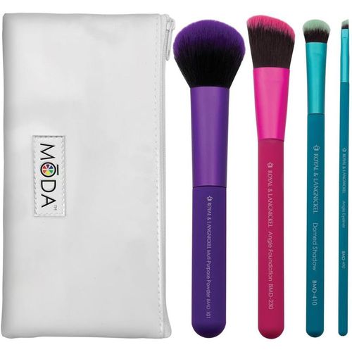 Ytseazn-Royal & Langnickel Ensemble Complet De 5 Pinceaux De Maquillage Avec Pochette,Comprend:Poudre Multi-Usages,Fond De Teint Angulaire,Ombre Bombée Et Pinceau De Doublure D'angle Multicolore 