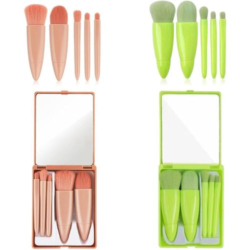 Ytseazn-Ensemble De Pinceaux De Maquillage De Voyage,10 Pièces Mini Kit De Pinceaux Cosmétiques À Fonction Complète Avec Miroir Pour Pinceau À Lèvres Fond De Teint Mélange À Poudre Cosmétique 