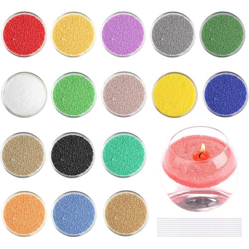Ytseazn-Sable De Bougie 16 Couleurs,Sable De Bougie Avec Mèche,Sable De Bougie Parfumé,Kit De Fabrication De Bougies À La Cire De Paraffine Pour Bougies,Avec 16 Mèches,Cire De Bougie Pour