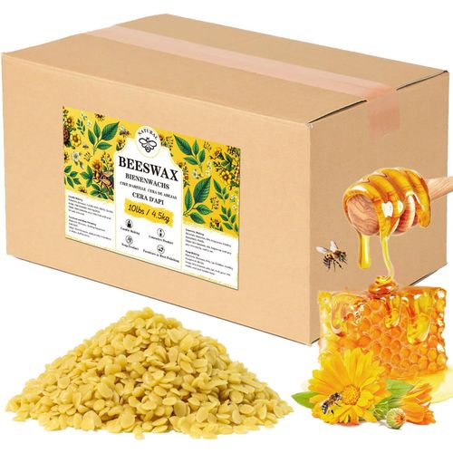 Ytseazn-Cire D'abeille Jaune 4.5kg,Cire D'abeille Bio Pour Les Cosmétiques,Cire Pour La Fabrication De Bougies,Cire D'abeille Pure Et Naturelle Pour Les Soins De La Peau,Baume À Lèvres 