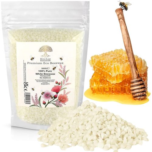 Ytseazn-Eco Lux Uk-Cire D'abeille Blanche Pour La Fabrication De Bougies,La Peau,Le Corps,Le Baume À Lèvres La Fabrication De Savon,Sans Additifs,Qualité Cosmétique Bio Naturel Sûr Et Pur(500gramme) 