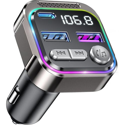 ytseazn-Transmetteur Fm Bluetooth Voiture,Émetteur Radio Avec Prise Allume Cigare,Usb C Qc Pd 36W Adaptateur,Autoradio Bluthooh Pour Téléphone Kit Mains Libres,Car Mp3 Musique Player