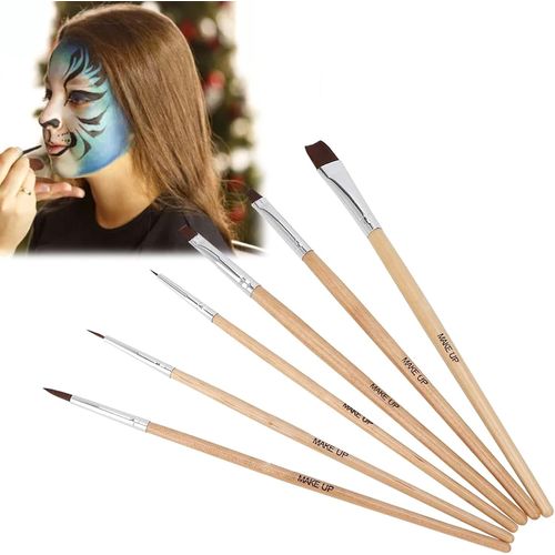 Ytseazn-Ensemble De 6 Pinceaux De Peinture À L'huile D'art,Pinceau De Maquillage Pour Le Visage Halloween,Pinceau De Maquillage Pour Le Corps,Pinceau Aquarelle Pour Débutants Hobbymales Et Experts 