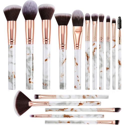Ytseazn-Pinceaux Maquillages 16 Pcs Pinceaux Maquillage Marbre Premium Synthétique Kabuki Poudre Blush Contour Fond De Teint Correcteur Pmélange Ensembles De Pinceaux De Fard À Paupières 