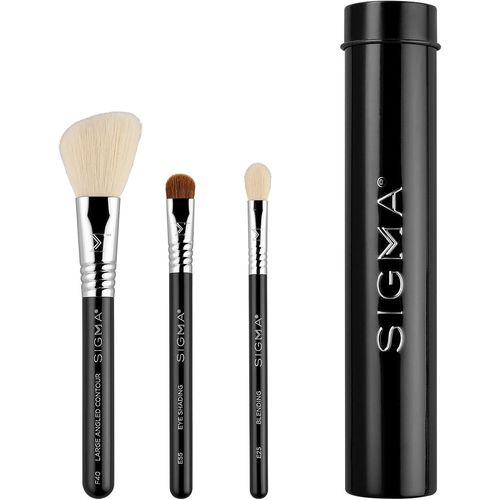 Ytseazn-Travel Essential Trio¿Lot De 3 Pinceaux De Maquillage Pour Fond De Teint,Poudre,Fard À Paupières,Avec Support En Étain,Sans Danger Pour La Peau,Pinceaux De Maquillage Végétaliens 