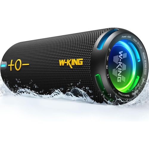 ytseazn-Enceinte Bluetooth Puissante,40W Ip67 Haut-Parleur Enceinte Bluetooth,App/Eq Personnalisée,Son Surround Stéréo 360°/Lumières/Basses Profondes/V5.3/Dsp/24H/Tf/Aux,Pour Douche,Camping,Chantier
