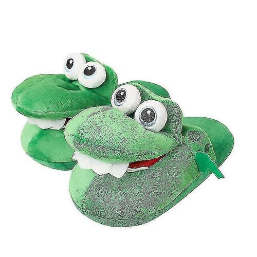 Pantoufles En Coton Crocodile De Nouveau Style Avec Bouche Mobile, Drôles De Chaussures En Coton Antidérapantes, Cadeaux Chaussons En Peluche, Dames D¿Hiver