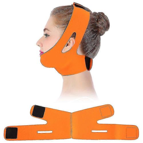 Masque De Joues Amincissant Le Visage, Ceinture De Ligne De Visage En V Menton Respirant Lift Up Anti Rides Masque De Sommeil Sangle (Orange), Elrosa