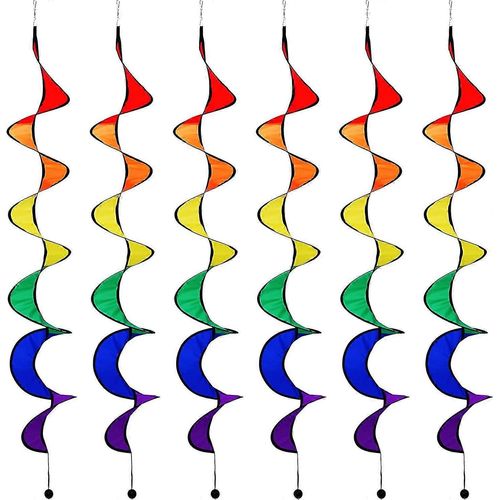 6 pièces 57 pouces Rainbow Curlie Spinner Rainbow Foldable Wind Spinner Coloré Suspendu Rainbow Wind Twister pour la décoration intérieure extérieure