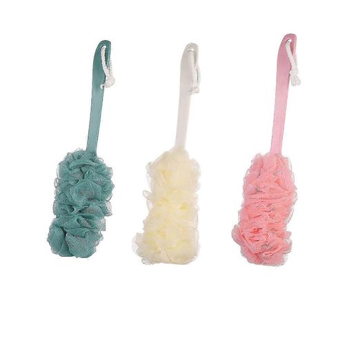 Pack De 3 Éponges De Douche Avec Poignée, Autolaveuse Arrière, Brosse De Bain En Maille Avec Manche Long 