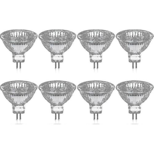Pack De 8 Ampoules Halogènes Gu5.3 Mr16 35w 12v Dimmable - Blanc Chaud 2800k, 400 Lumens, Couvercle Verre Jz-Yujia