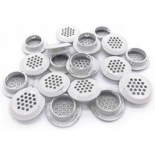 20pcs Air Vents 29mm Circular Soffite Vent Acier inoxydable Round Vent Mesh Hole Louver Pour Cuisine Salle de Salle de bain Cabinet Armoire (blanc)