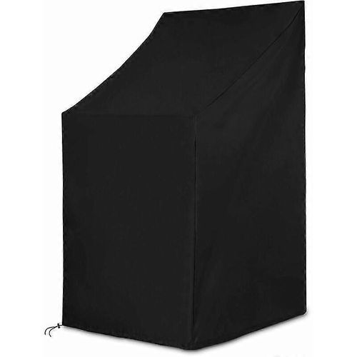 Housse De Chaise De Jardin, Housse De Protection Pour Chaises De Jardin Empilables Avec Corde Et Boucle, Imperméable, Coupe-Vent, Anti-Uv- Noir (65cm * 65cm * 80 / 120cm)